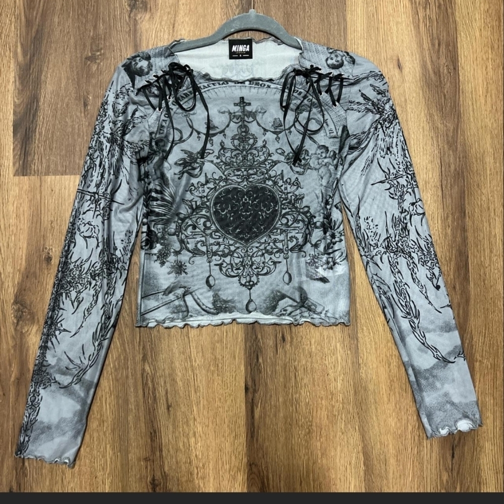 DISO Willa GREY MINGA LONDON TOP Lace Up Mesh Top